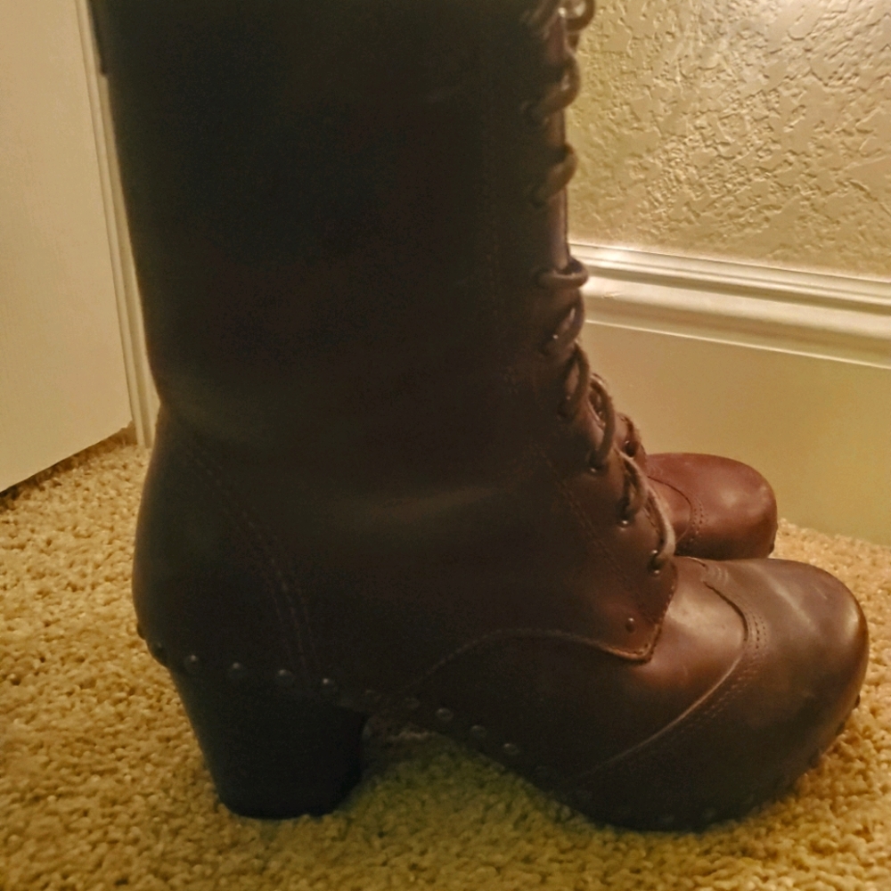 Dansko Leather Studded Lace-up Boots Womens Sz 41